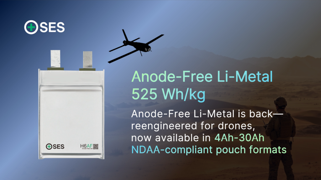 SES AI Relaunches Anode-Free Li-Metal Cells for Drone Applications