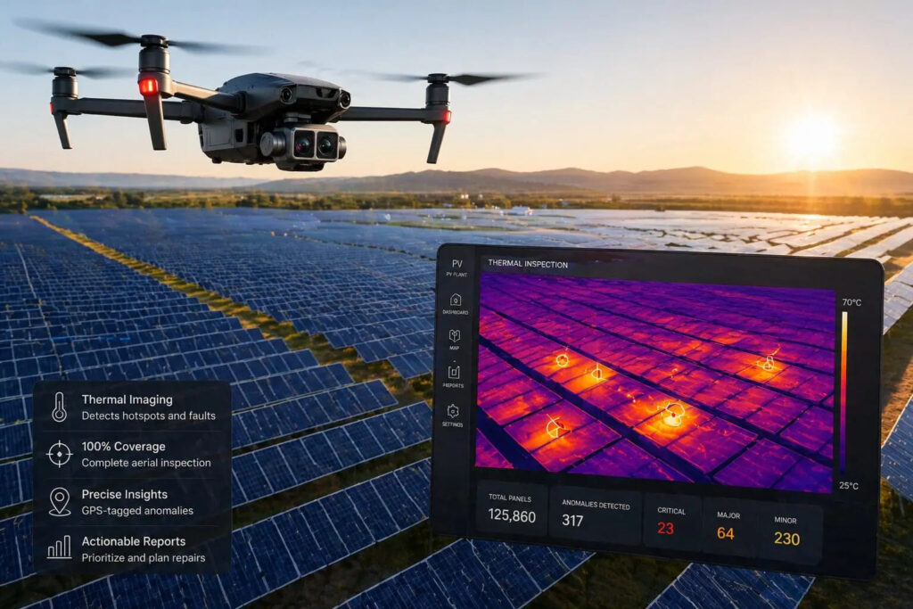 Thermal Drone Technology for Large Scale Solar PV Inspections